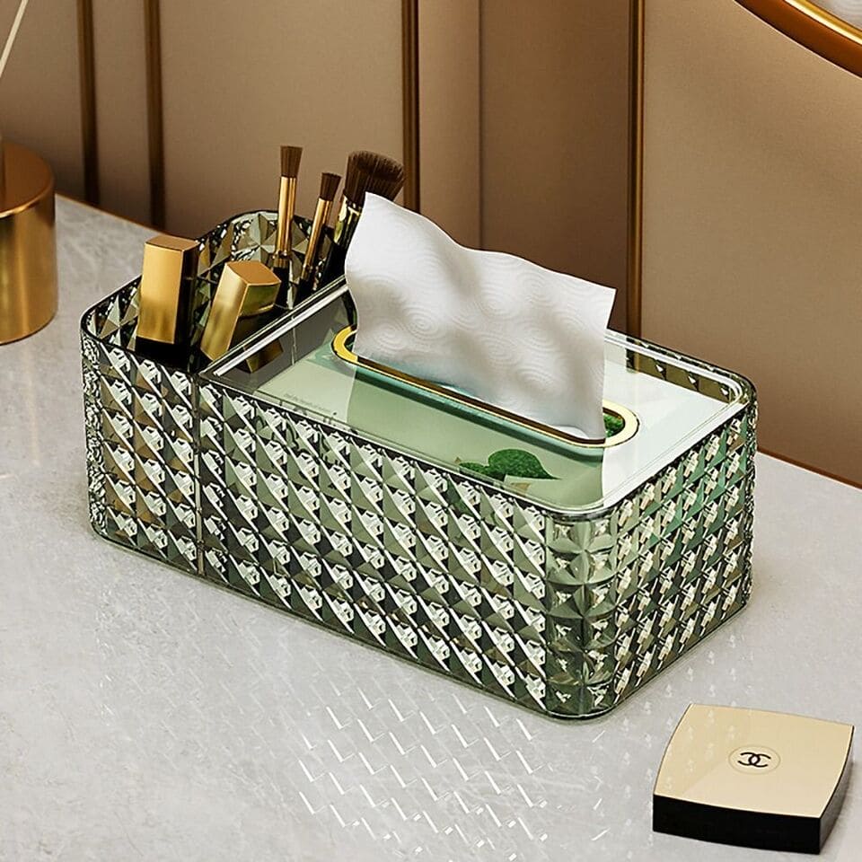 3 compartment diamond tissue box main image