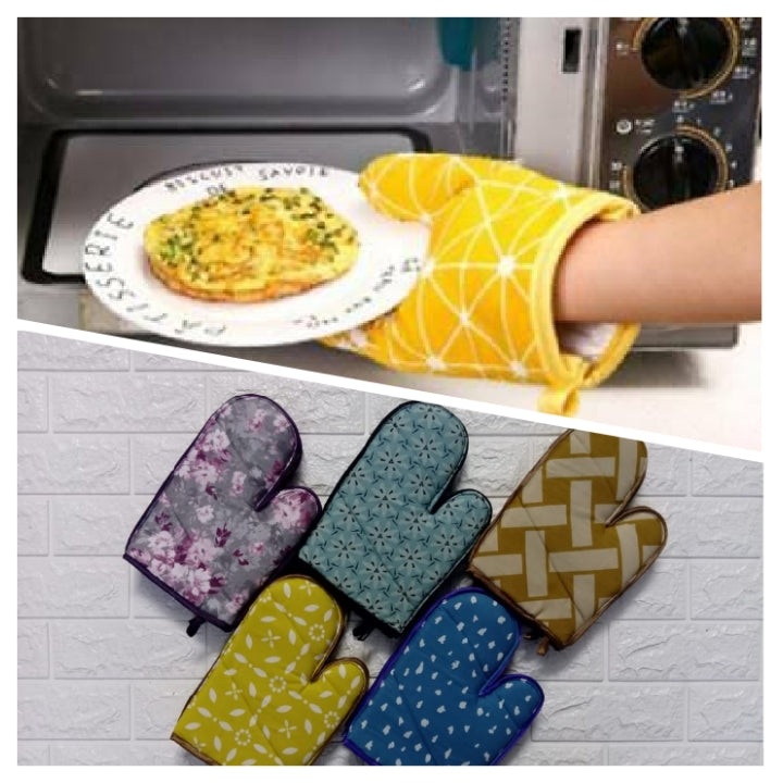 Imperial Pack Of 2 High Quality Kitchen Cooking Cotton Microwave Oven Gloves Mitts Pot Pad Heat Proof Protected image 4