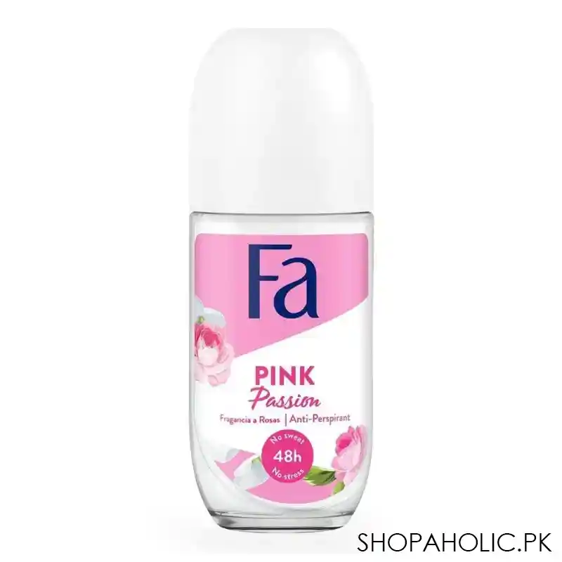 fa 48 hours protection pink passion rose fragrance anti transparent roll on, for women, 50ml main image