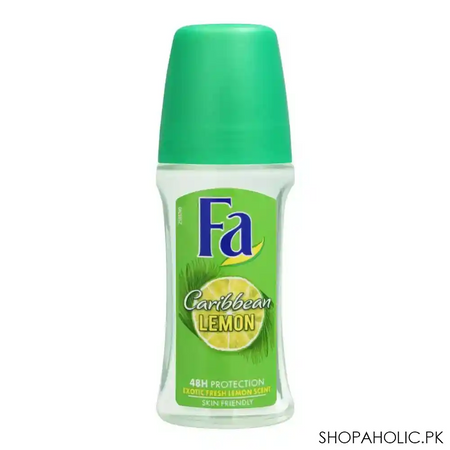 fa 48h protection exotic caribbean lemon scent roll on deodorant, for men, 50ml main image