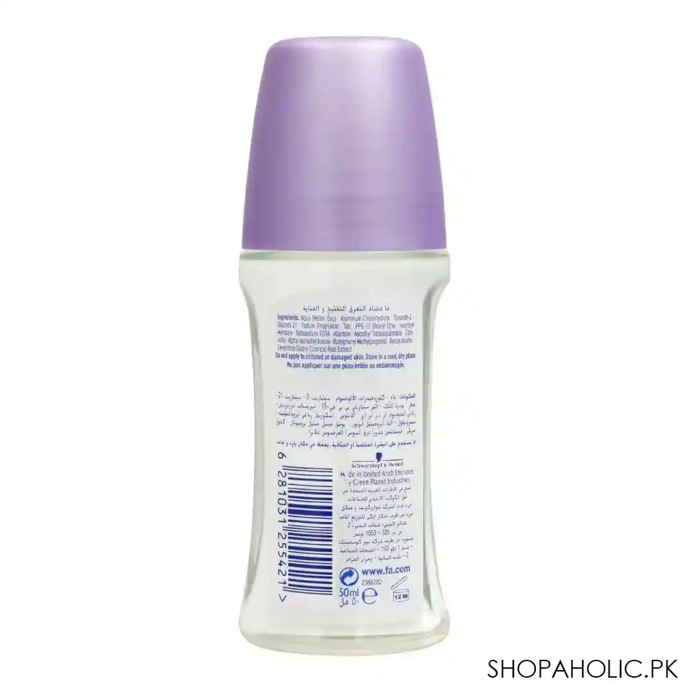 fa 48h protection whitening & care violet jasmine scent roll on deodorant, for women, 50ml image2