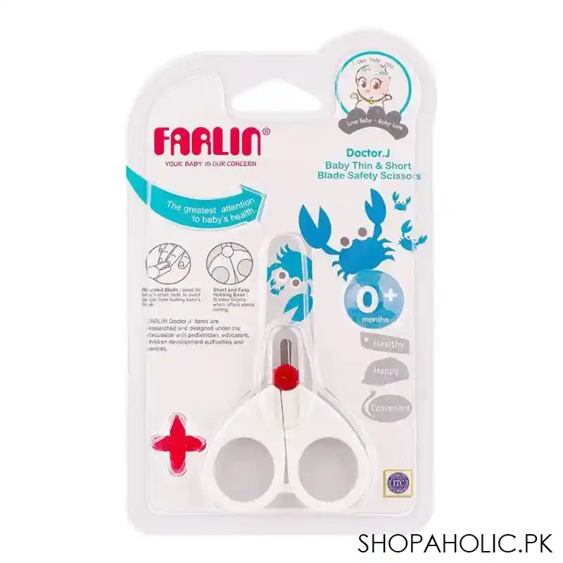 farlin doctor j. baby thin & short blade safety scissors, 0m+, bf 160b image2