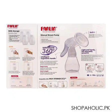 Farlin Free Direction Luxurious Free Direction Manual Breast Pump+Milk Storage Bottle Set, BF-640B - Image 2