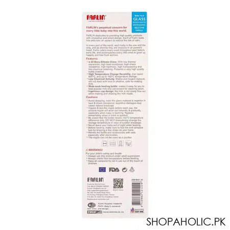 Farlin Mom Fit Anti-Colic Design Wide Neck Glass Feeding Bottle, 240ml, ABB-4B001-24 - Image 2