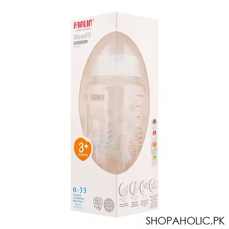 Farlin Mom Fit Anti-Colic Design Wide Neck Glass Feeding Bottle, 240ml, ABB-4B001-24 - Image 3