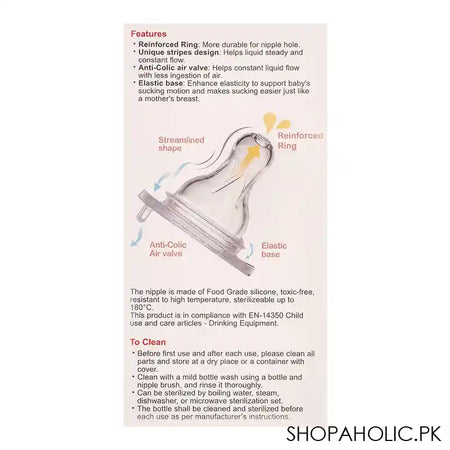 Farlin Mom Fit Anti-Colic Design Wide Neck Glass Feeding Bottle, 240ml, ABB-4B001-24 - Image 4