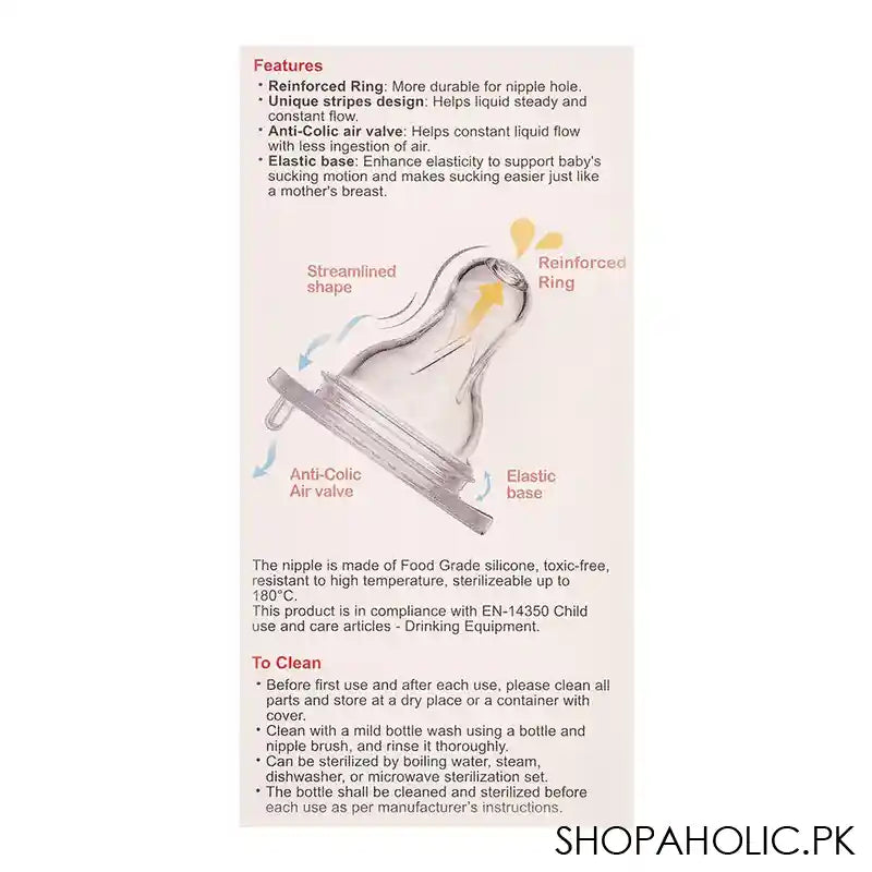 Farlin Mom Fit Anti-Colic Design Wide Neck Glass Feeding Bottle, 240ml, ABB-4B001-24 - Image 4