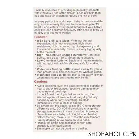 Farlin Mom Fit Anti-Colic Design Wide Neck Glass Feeding Bottle, 240ml, ABB-4B001-24 - Image 5