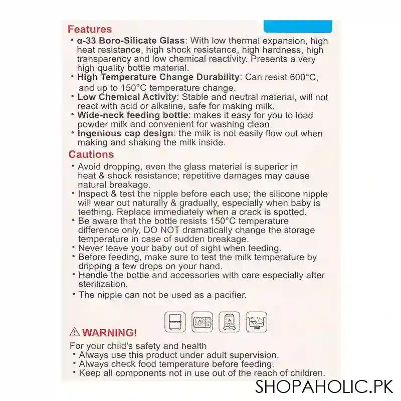 Farlin Mom Fit Anti-Colic Wide Neck Glass Feeding Bottle, 0m+, 120ml, ABB-B001-12 - Image 5