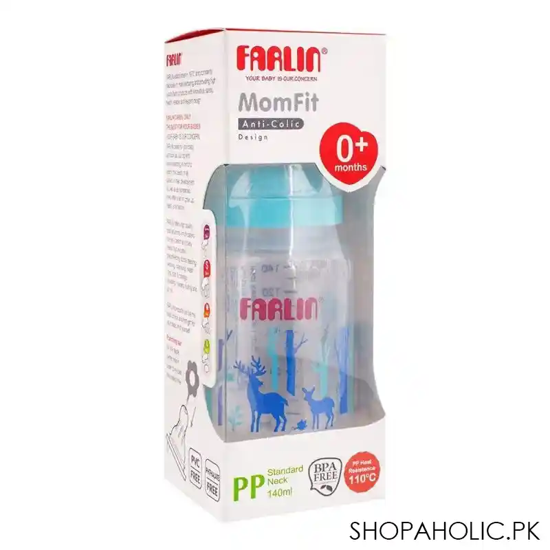 farlin momfit pp standard neck feeding bottle, 0+ months, blue/forest, 140ml, ab 41011 b image2