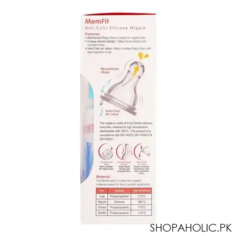 farlin momfit pp standard neck feeding bottle, 0+ months, blue/forest, 140ml, ab 41011 b image3