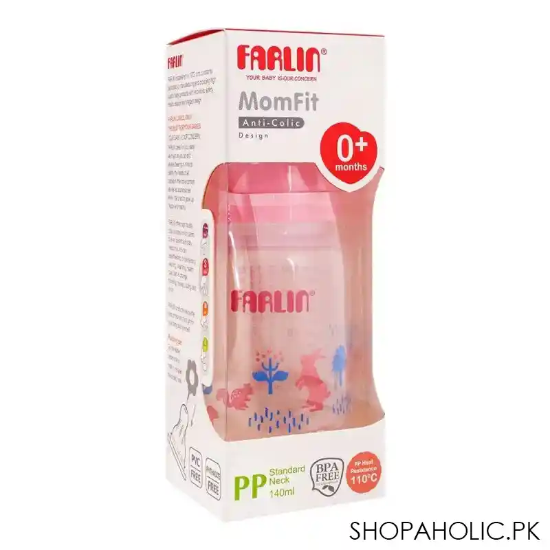 farlin momfit pp standard neck feeding bottle, 0+ months, red/rabbits, 140ml, ab 41011 g image2