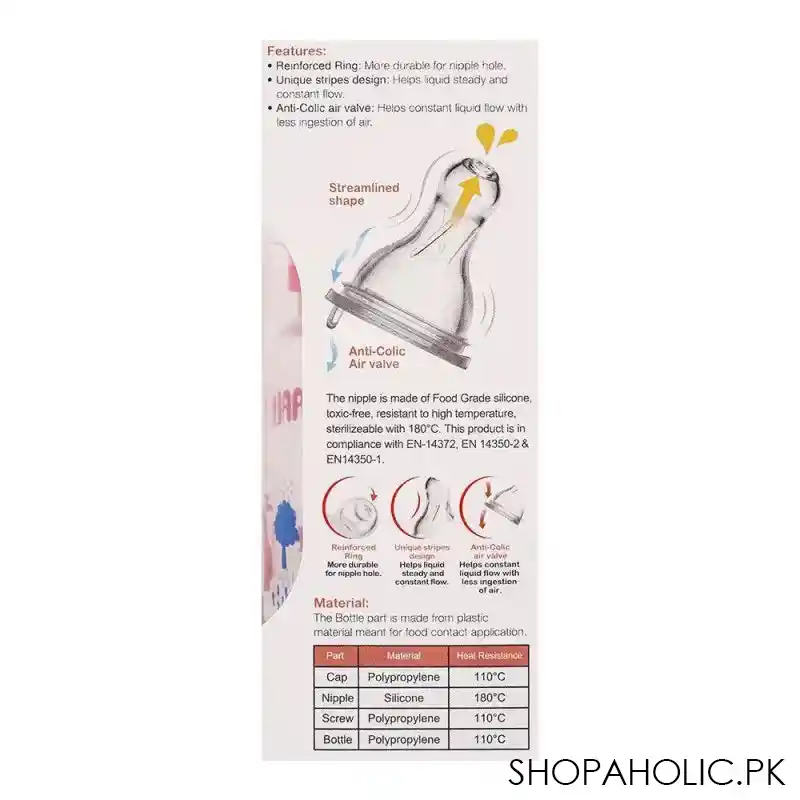 farlin momfit pp standard neck feeding bottle, 0+ months, red/rabbits, 140ml, ab 41011 g image4