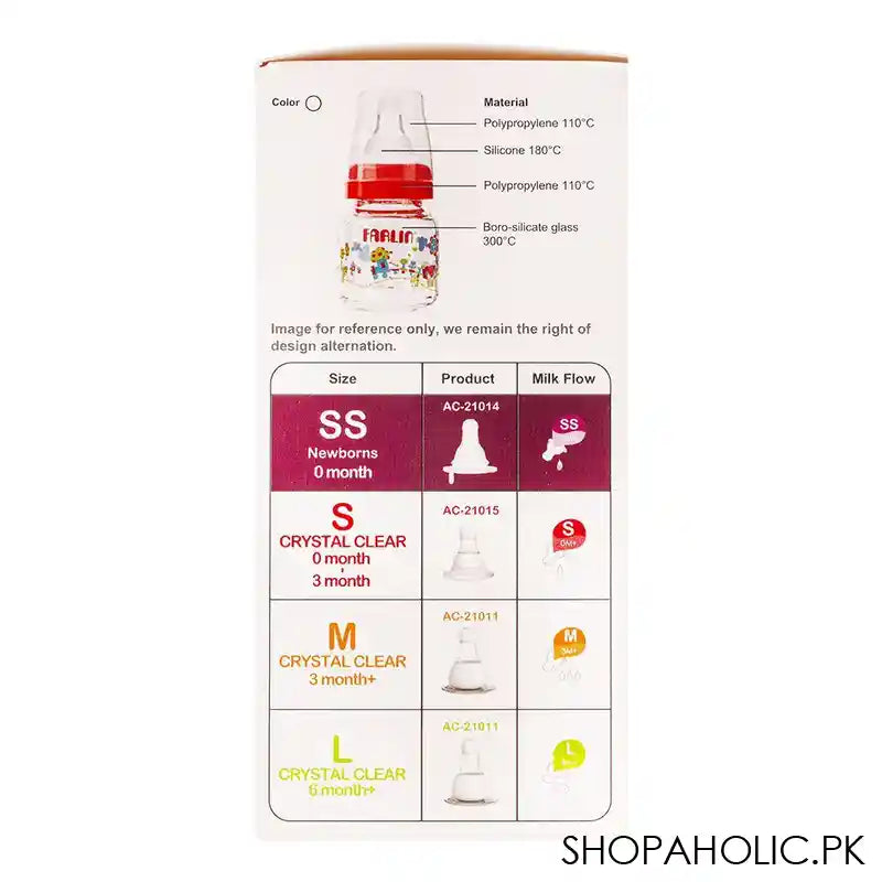 Farlin Newborns Glass Boro-Silicate Standard Neck Feeding Bottle, 60ml, NB-205G - Image 3
