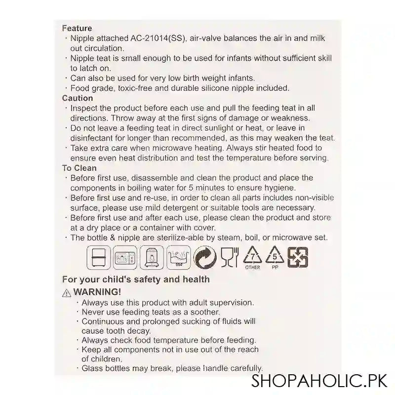 Farlin Newborns Glass Boro-Silicate Standard Neck Feeding Bottle, 60ml, NB-205G - Image 6