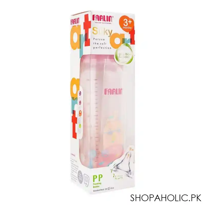 farlin silky pp standard neck, feeding bottle, 3m+, 240ml/8oz, pink, ab 41017 g image2