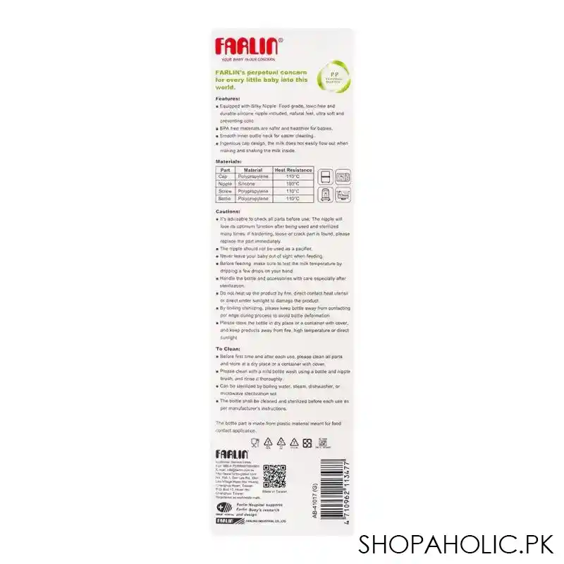 farlin silky pp standard neck, feeding bottle, 3m+, 240ml/8oz, pink, ab 41017 g image5