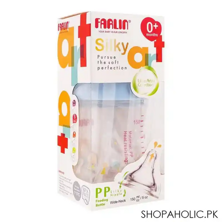farlin silky pp wide neck feeding bottle, 0m+, 150ml/5oz, blue, ab 41015 b image2