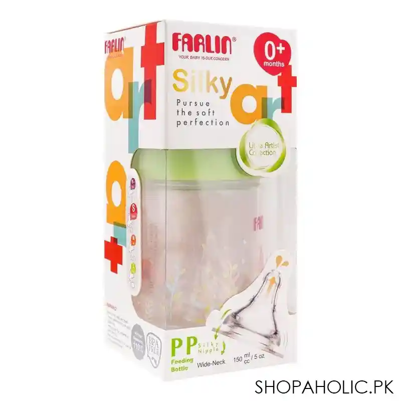 farlin silky pp wide neck feeding bottle, 0m+, 150ml/5oz, green, ab 41015 m image2