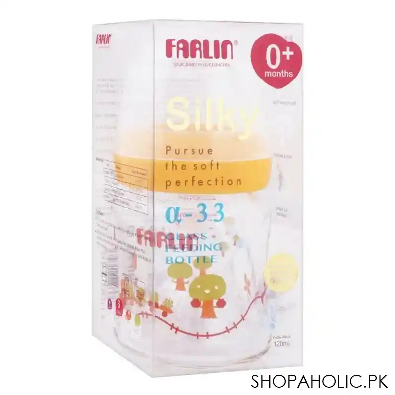 farlin silky wide neck a 33 glass feeding bottle, 120ml, ab 32007 main image