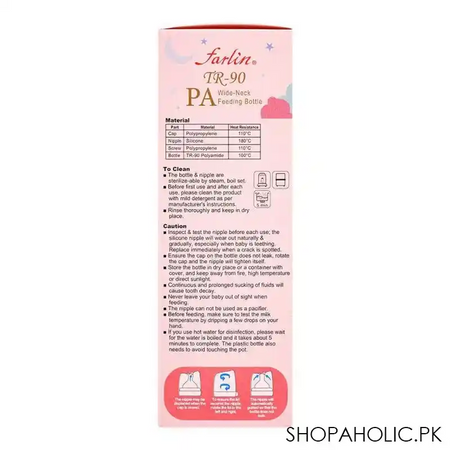 farlin tr 90 pa wide neck feeding bottle, 180ml, ab a2001 02 image2