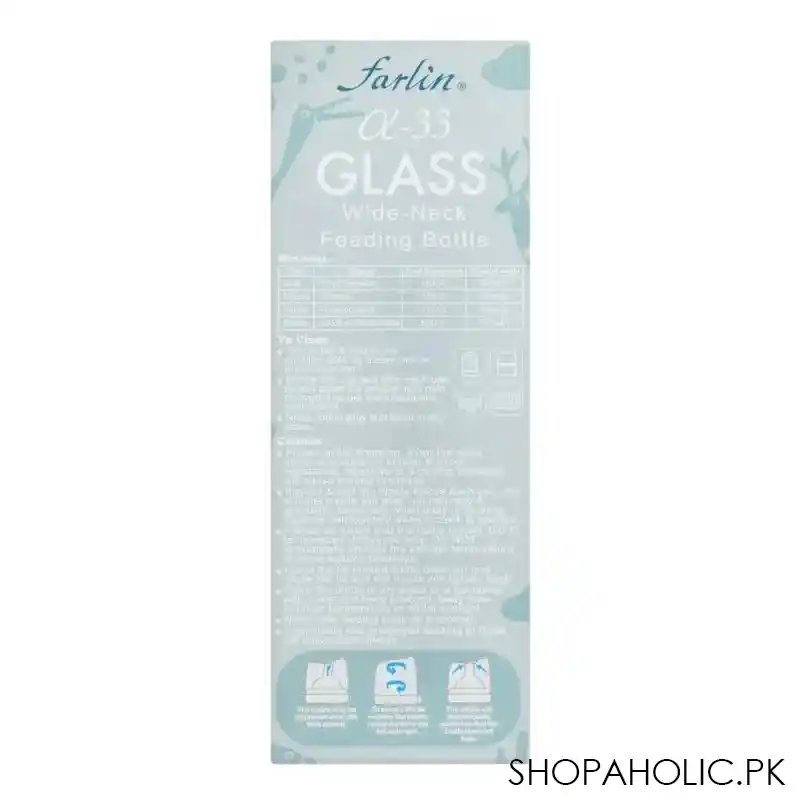 farlin wide neck a 33 glass feeding bottle, 160ml, ab 32011 image3