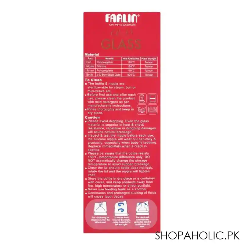 farlin wide neck a 33 glass feeding bottle, 160ml, ab 32013 01 image2