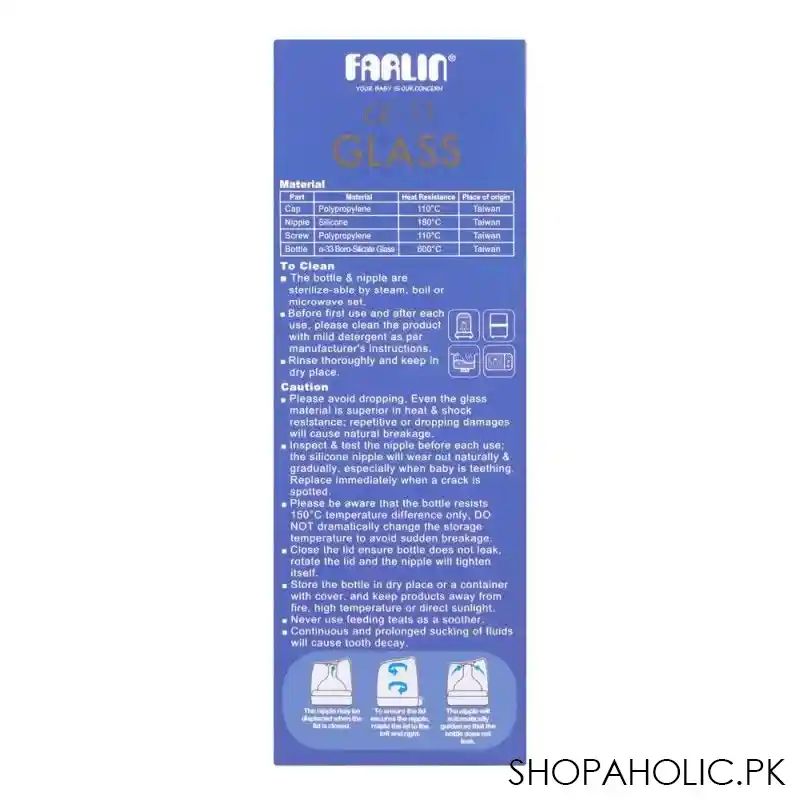 farlin wide neck a 33 glass feeding bottle, 160ml, ab 32013 02 image3