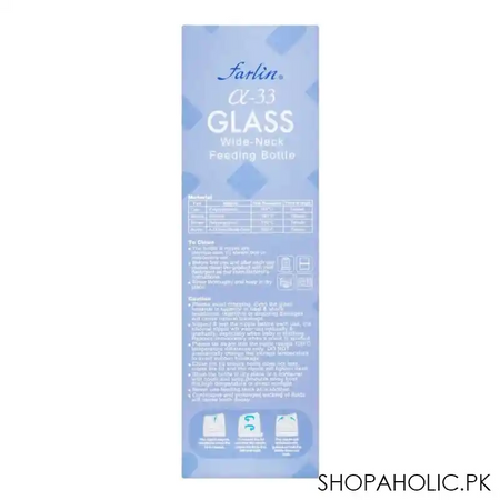 farlin wide neck a 33 glass feeding bottle, 240ml, ab 32010 image3