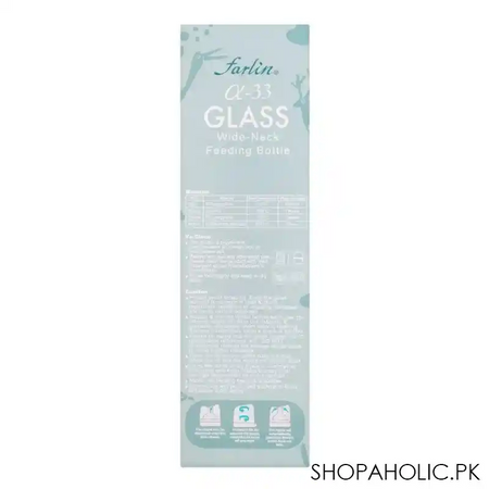 farlin wide neck a 33 glass feeding bottle, 240ml, ab 32012 image3