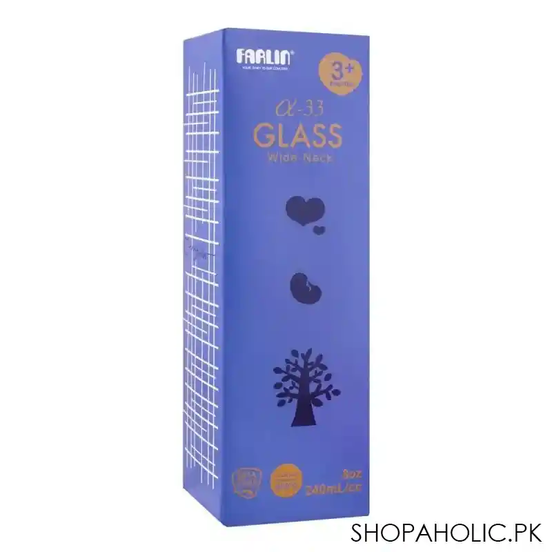 farlin wide neck a 33 glass feeding bottle, 240ml, ab 32014 02 image2