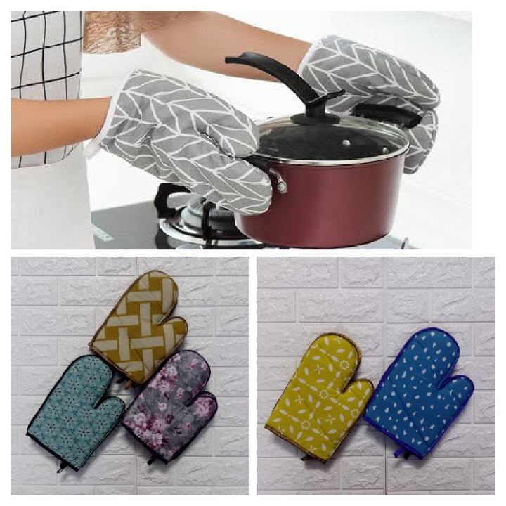 Imperial Pack Of 2 High Quality Kitchen Cooking Cotton Microwave Oven Gloves Mitts Pot Pad Heat Proof Protected main image
