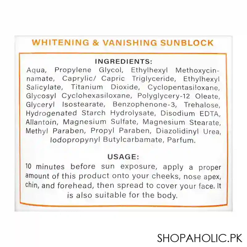 FIAA Whitening & Vanishing Sunblock, SPF60, PA+++, Water Resistant Sunscreen, For All Skin Types, 120ml - Image 3
