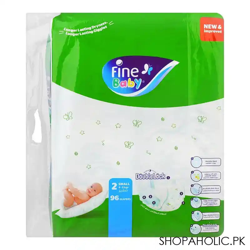 Fine Baby Diapers Mega Pack, No. 2 Small, 4-8 kgs, 96-Pack - Image 6