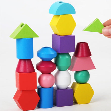 5 Column Sequencing Beads Puzzle with Lacing (Wooden)