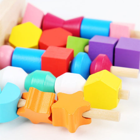 5 Column Sequencing Beads Puzzle with Lacing (Wooden)