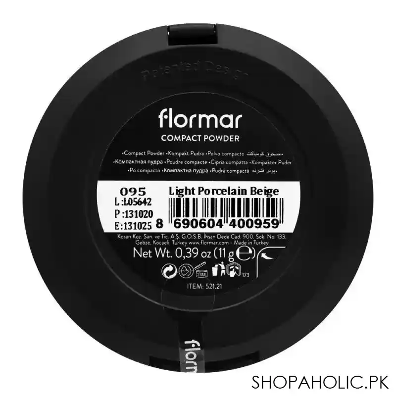 flormar compact powder, 95 light porcelain beige image3