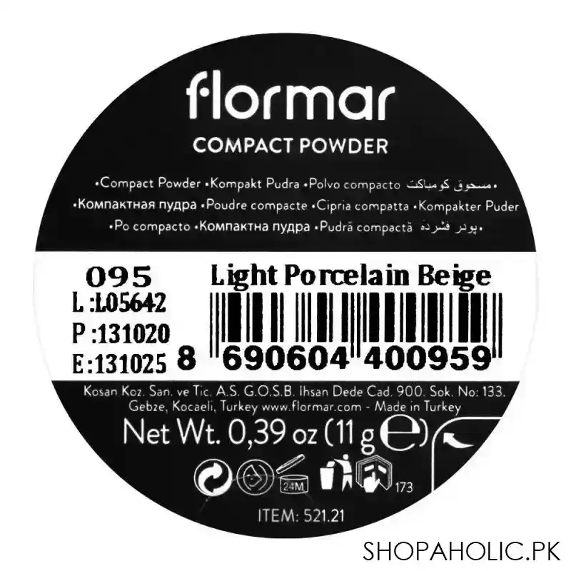 flormar compact powder, 95 light porcelain beige image4