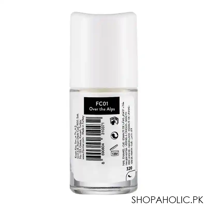 flormar full color nail enamel, fc01 over the alps, 8ml image2