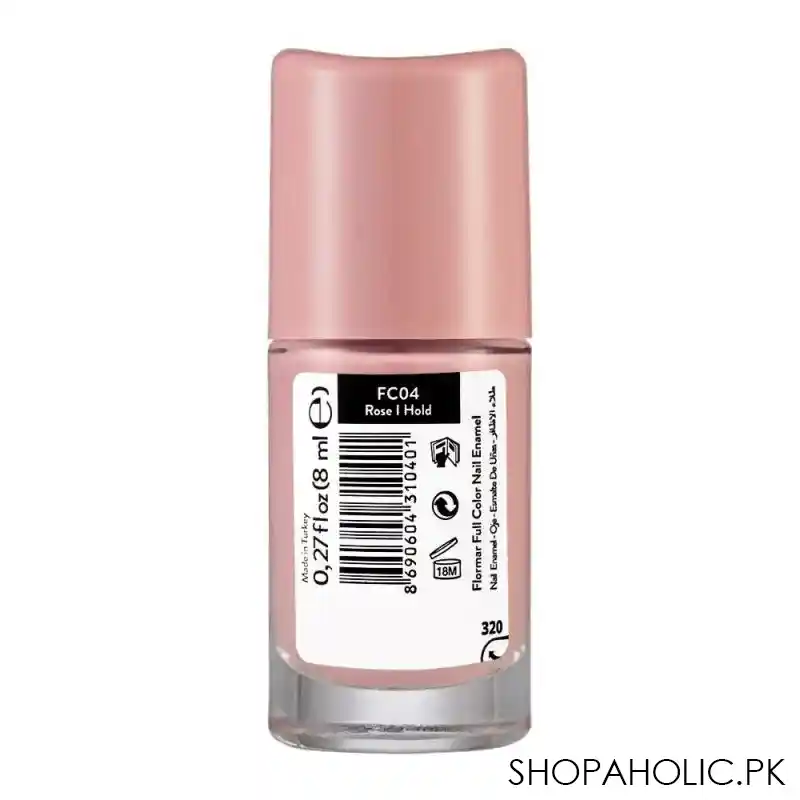 flormar full color nail enamel, fc04, rose i hold, 8ml image2