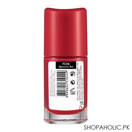 flormar full color nail enamel, fc08, optimistic red, 8ml image2
