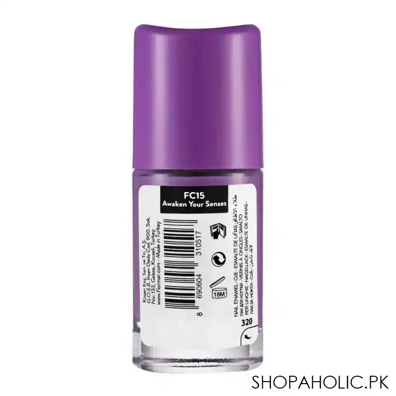 flormar full color nail enamel, fc15 awaken your senses, 8ml image2