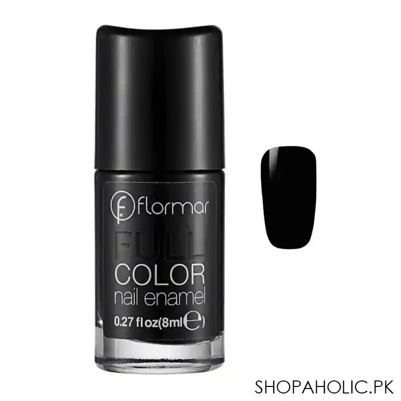 flormar full color nail enamel, fc32, victory of black, 8ml main image