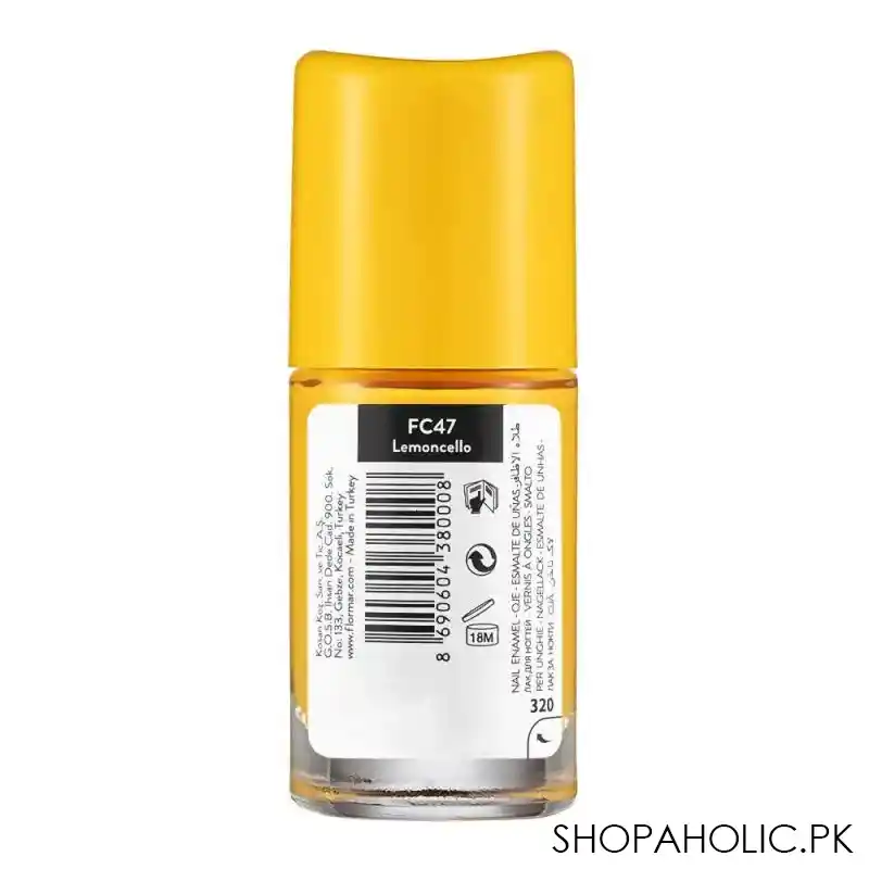 flormar full color nail enamel, fc47 lemoncello, 8ml image2