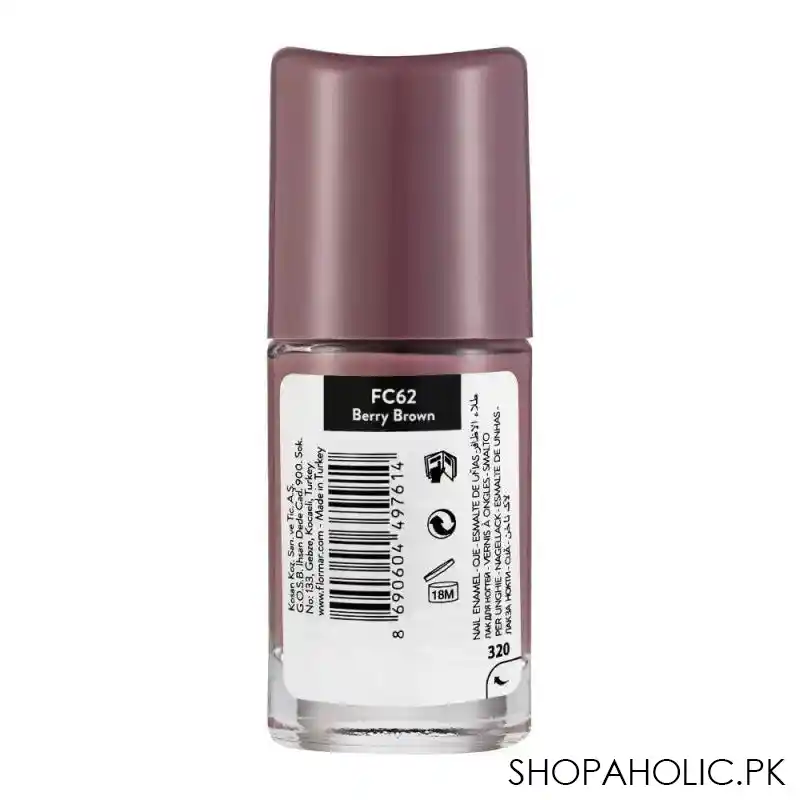 flormar full color nail enamel, fc62 berry brown, 8ml image2