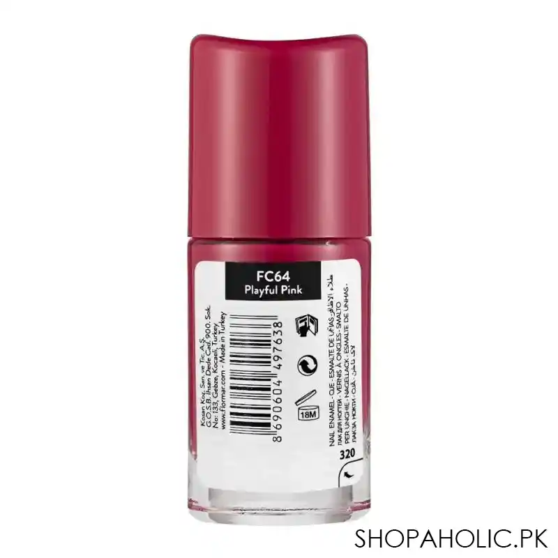 flormar full color nail enamel, fc64 playful pink, 8ml image2