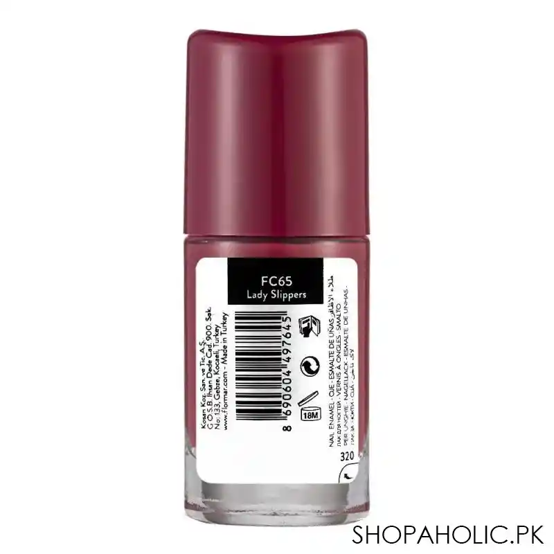 flormar full color nail enamel, fc65 lady slippers, 8ml image2