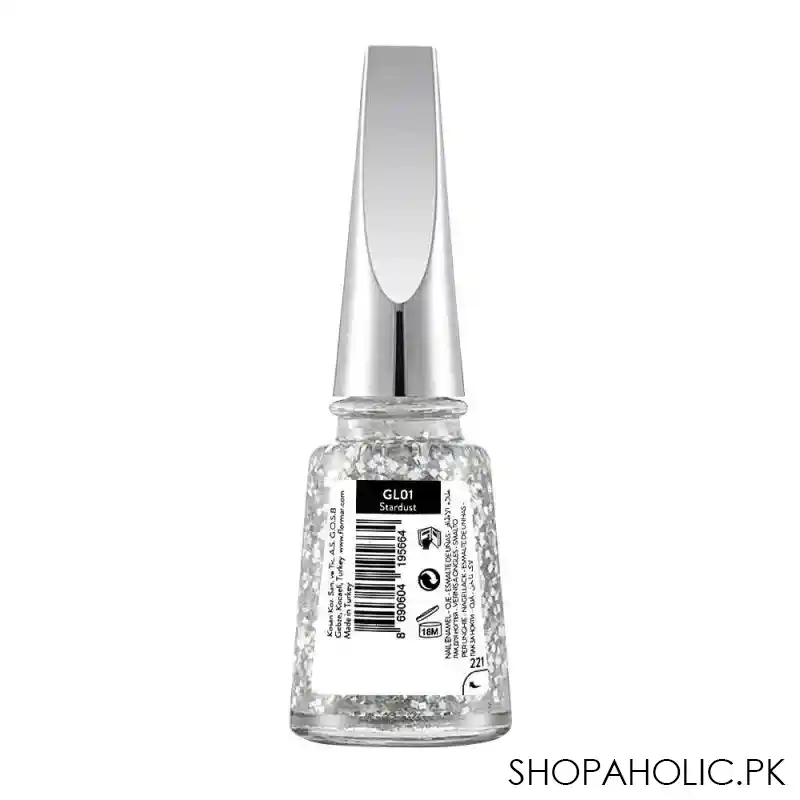 flormar glitter nail enamel, gl01 stardust, 11ml image2