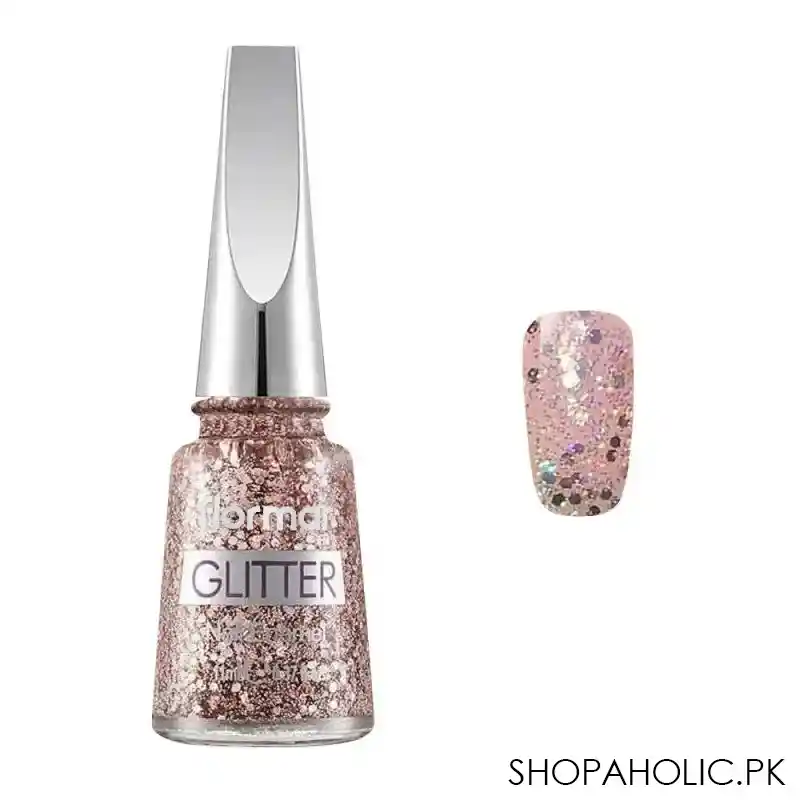 flormar glitter nail enamel, gl02 pink silver, 11ml main image