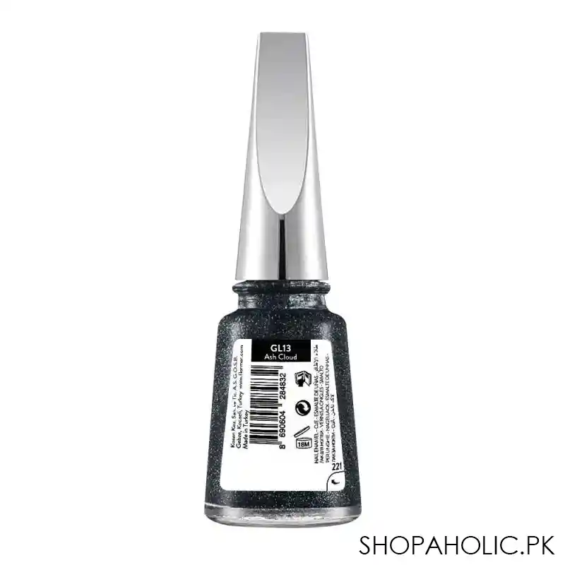 flormar glitter nail enamel, gl13 ash cloud, 11ml image2